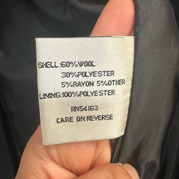 Kenneth Cole New York Black Trench Coat, Wool Coat, Winter Coat - Picture 11 of 12